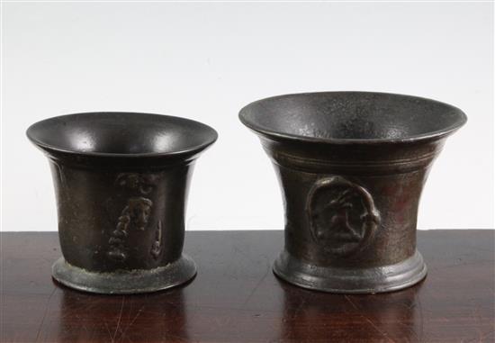 A Charles II commemorative bronze mortar & another mortar